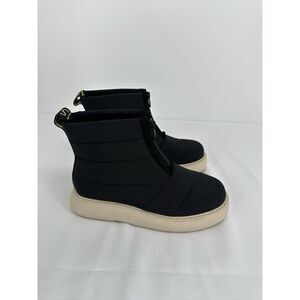 Toms Black Quilted Ankle Booties with Cream Sole